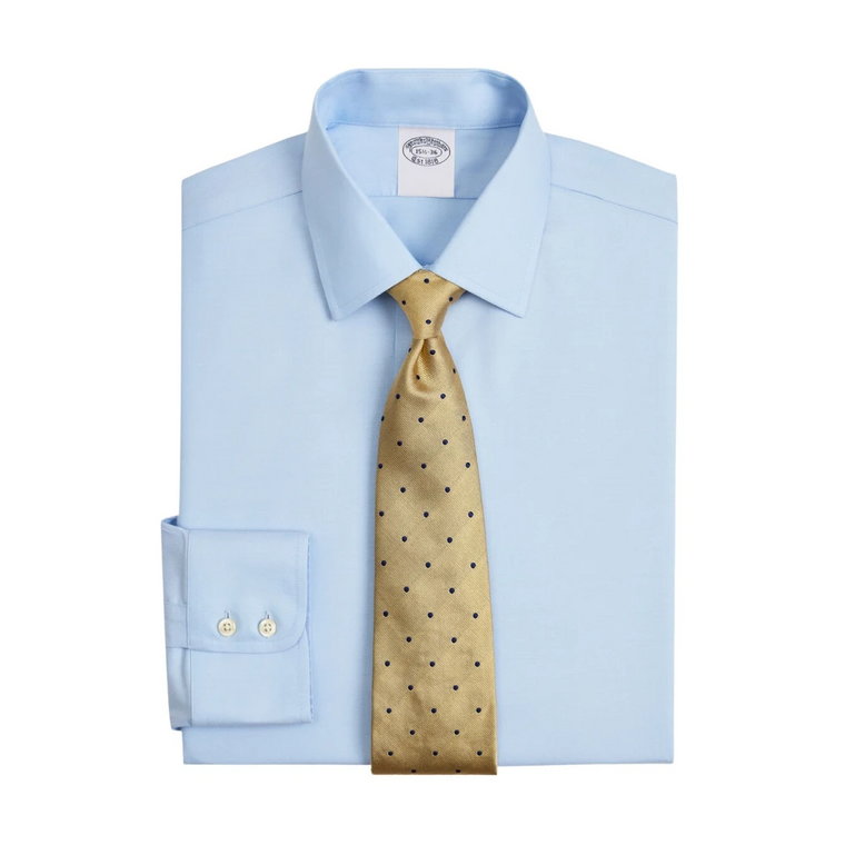 Slim Fit Pastelowa niegniotąca się koszula z elastyczną bawełną w kolorze niebieskim z kołnierzykiem Ainsley Brooks Brothers