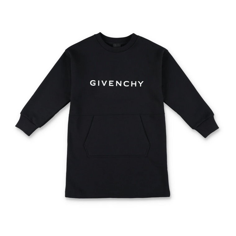 Czarna Sukienka Aw24 Fleece Logo Givenchy