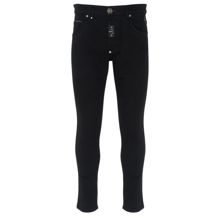 Czarne Super Skinny Jeans z Denimu Philipp Plein