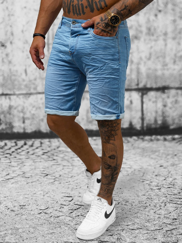 Spodenki męskie jeansowe jasno-niebieskie OZONEE O/19300
