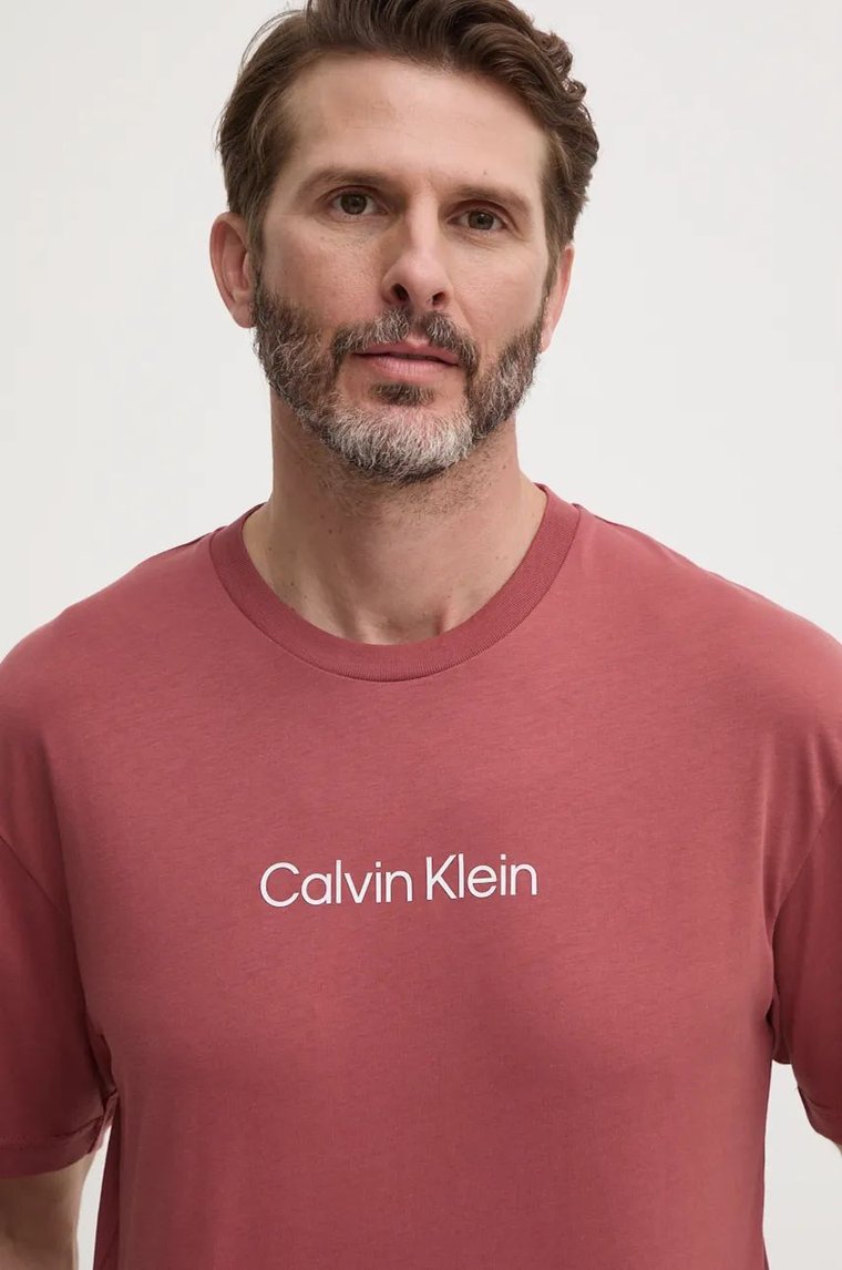 Calvin Klein t-shirt bawełniany męski kolor fioletowy wzorzysty