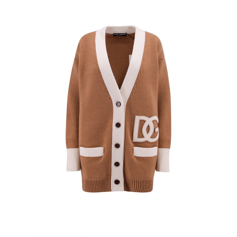 Beige Virgin Wool Cardigan - Stylowy i Wygodny Dolce & Gabbana