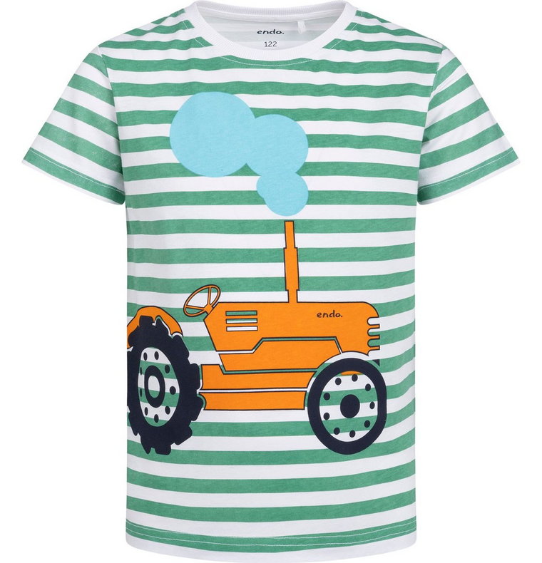 T-shirt Koszulka dziecięca chłopięca Bawełna 104 w paski z traktorem Endo