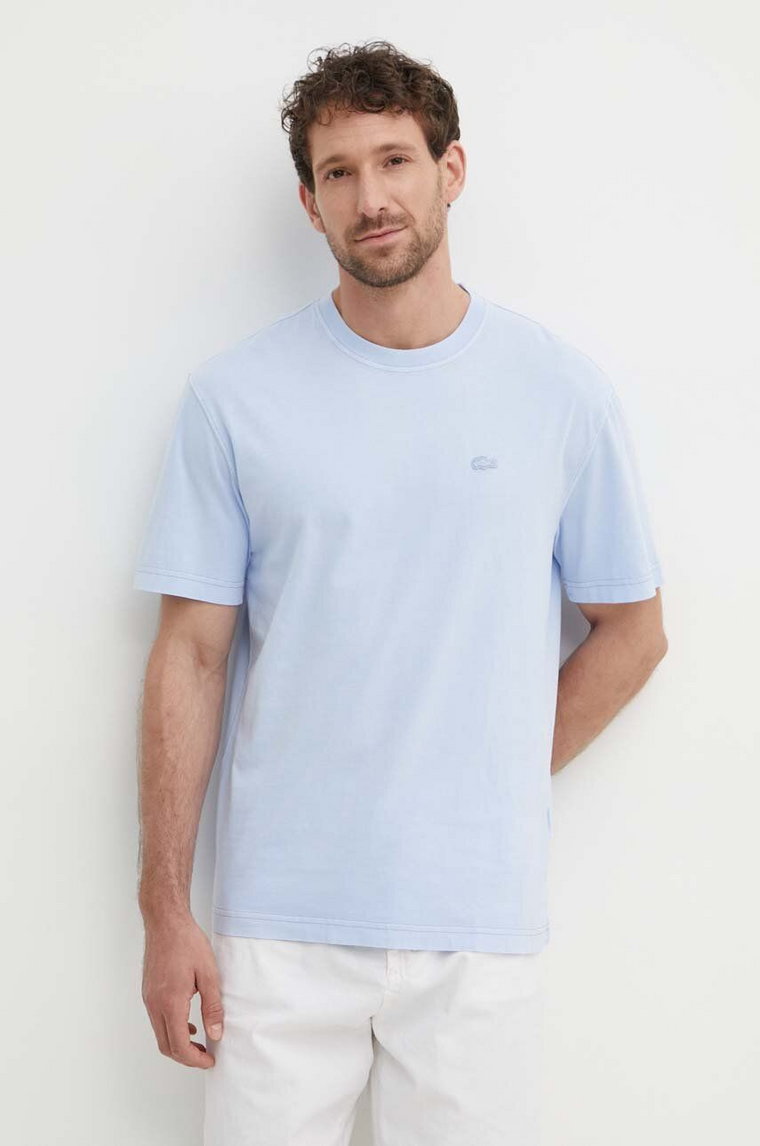 Lacoste t-shirt bawełniany męski kolor niebieski gładki