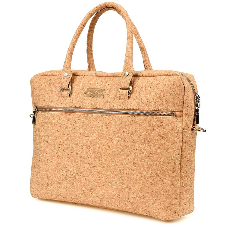 Aktówka torba duża laptopówka korka naturalnego wegańska CorkVillage brązowy, beżowy