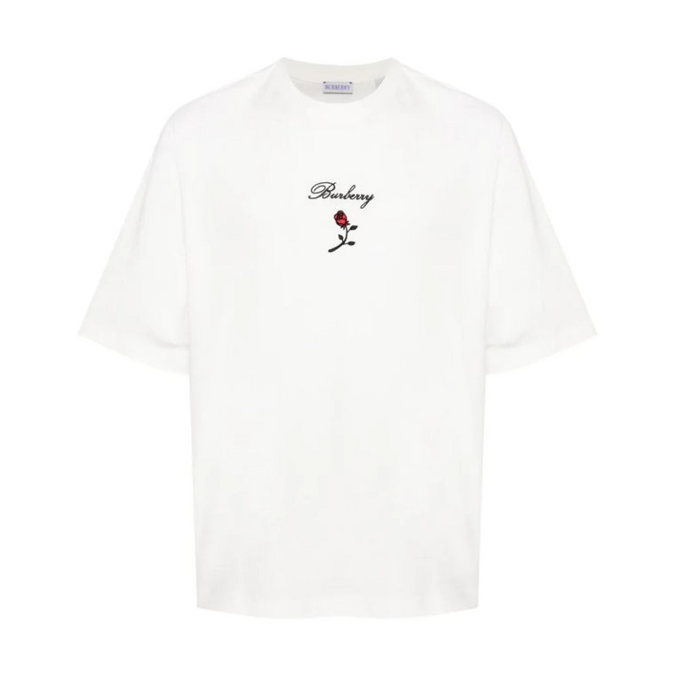 Białe T-shirty i Pola z Flocked Rose Burberry