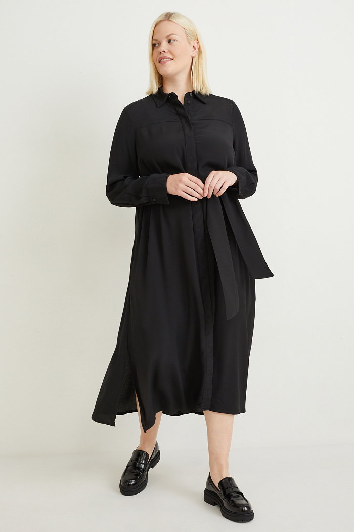 C&A Sukienka kolumnowa z wiskozy, Czarny, Rozmiar: 54