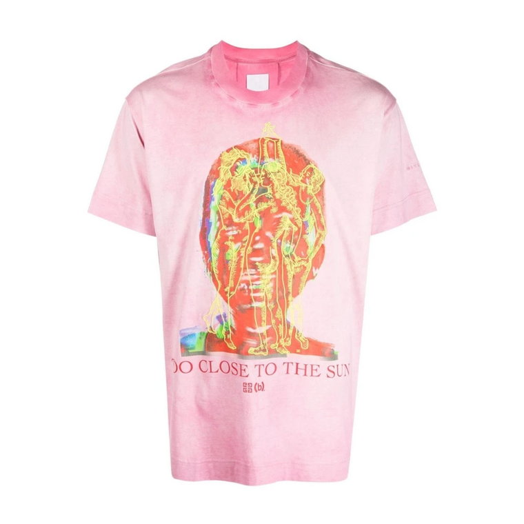 Koszulka z Graficznym Nadrukiem z Bawełny w Kolorze Różowym Givenchy