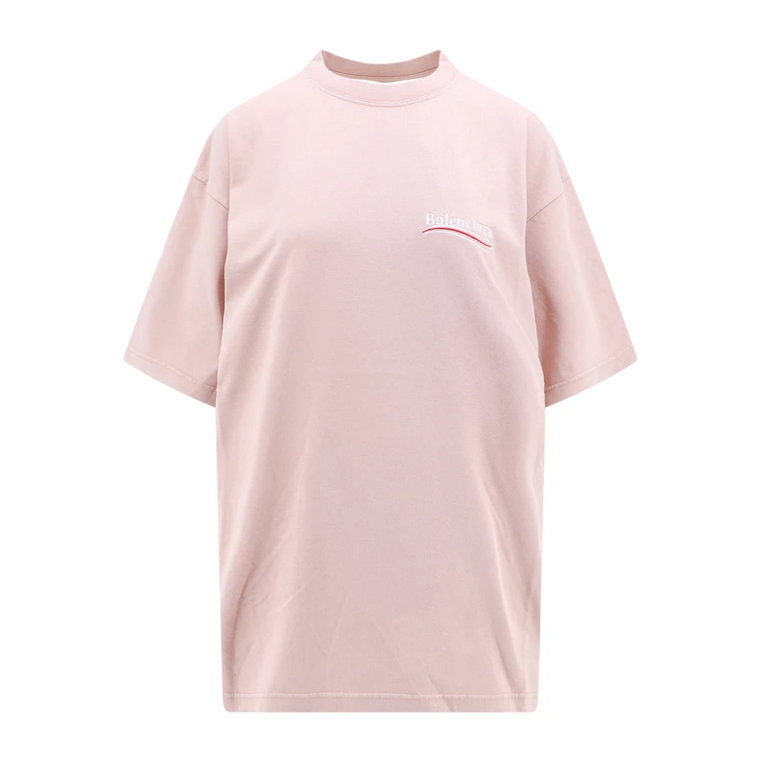 Różowy T-shirt z okrągłym dekoltem Balenciaga