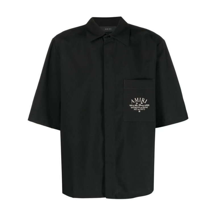 Czarna koszulka i polo z haftowanym logo Amiri