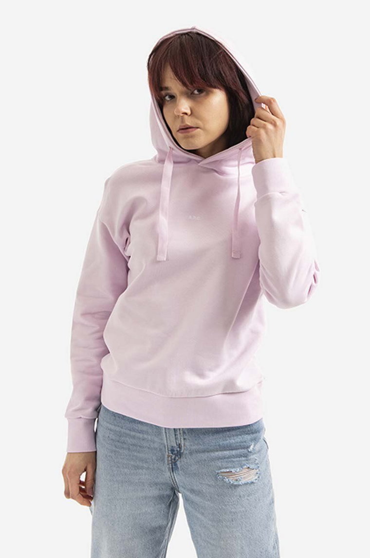 A.P.C. bluza bawełniana Hoodie Christina damska kolor różowy z kapturem z aplikacją COEIP.F27624-ROSEPALE