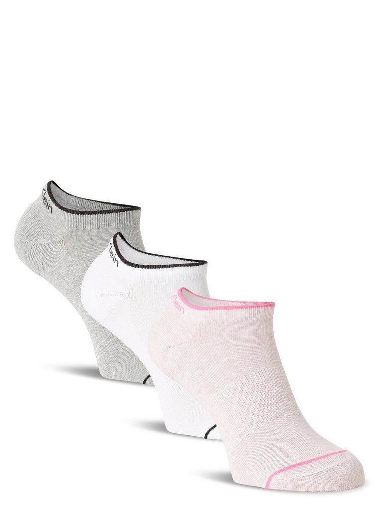 Calvin Klein - Damskie skarpety do obuwia sportowego pakowane po 3 szt., biały|różowy|szary