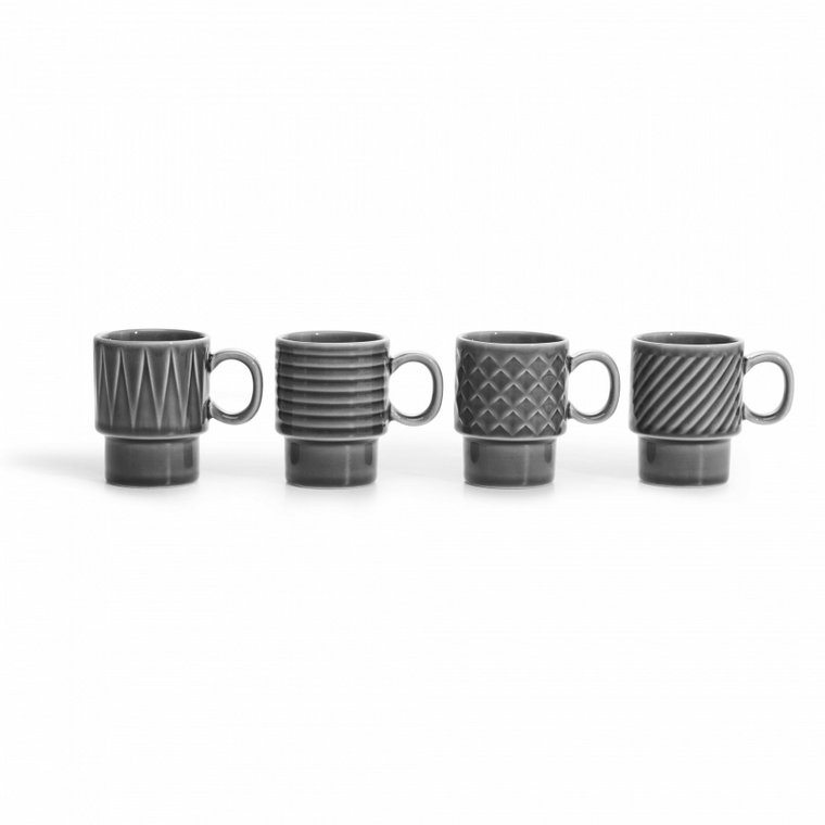 filiżanki do espresso, 4 szt., szare, ceramika, 0,1 l kod: SF-5018070