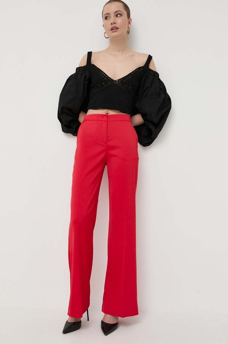 Pinko spodnie damskie kolor czerwony proste high waist