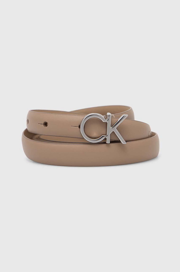 Calvin Klein pasek skórzany damski kolor beżowy K60K612360