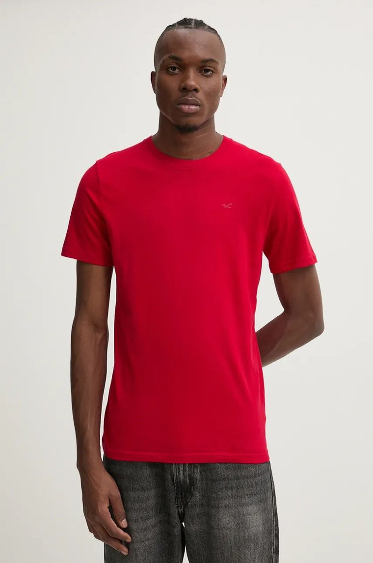 Hollister Co. t-shirt bawełniany męski kolor czerwony gładki KI324-4156