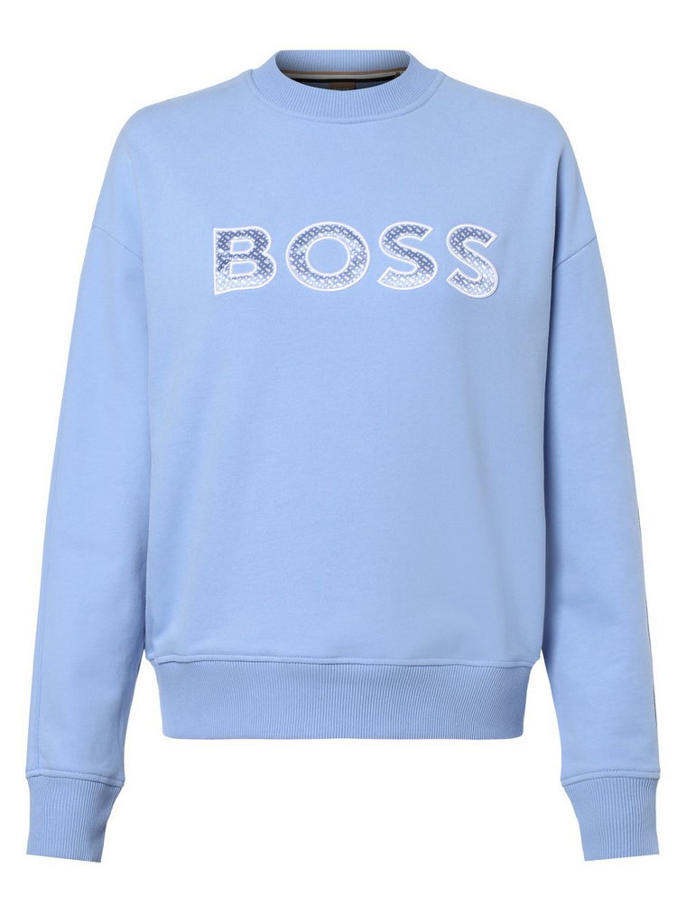 BOSS - Damska bluza nierozpinana  Ecaisa_Logo1, niebieski