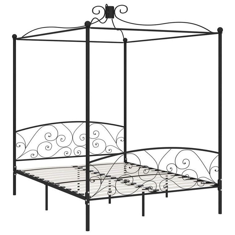 Czarne metalowe łóżko z baldachimem 120x200 cm - Orfes