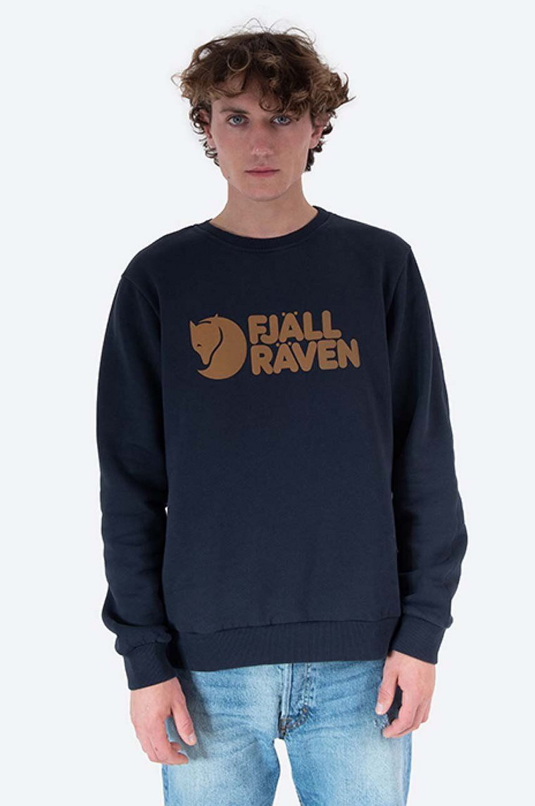 Fjallraven bluza bawełniana Logo Sweater męska kolor granatowy  F84142