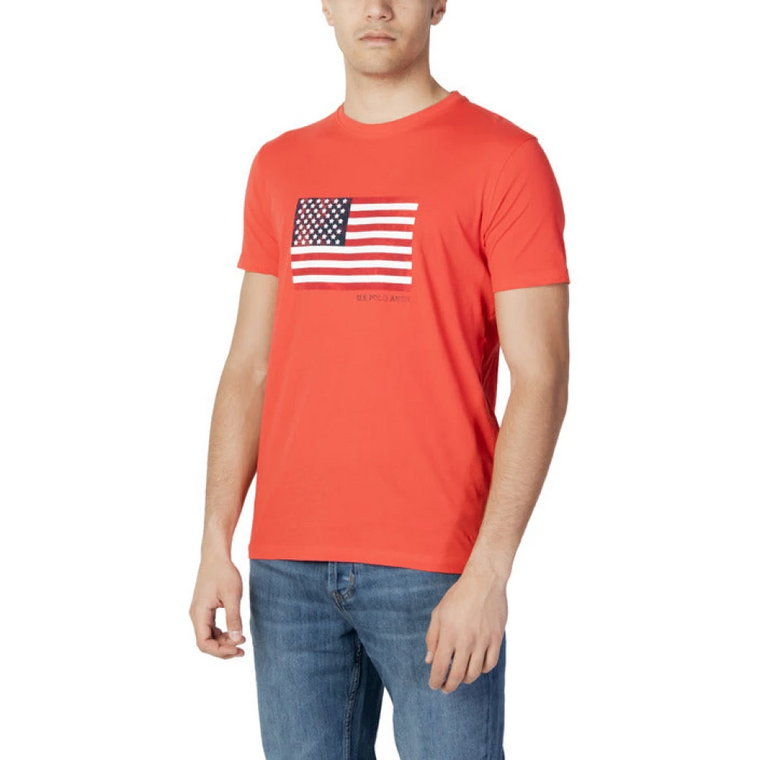 Niebieski T-shirt z nadrukiem dla mężczyzn U.s. Polo Assn.