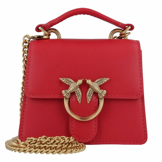 PINKO Love One Top Mini Torba Handbag Skórzany 12 cm red