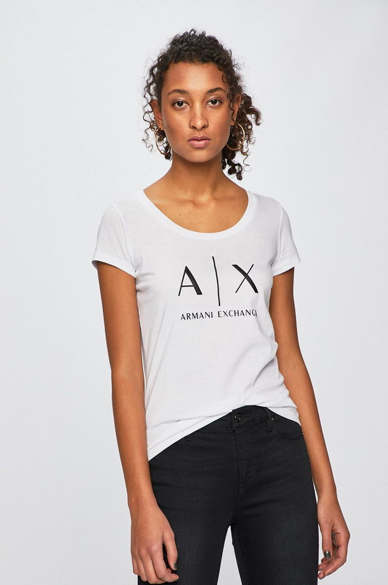 Armani Exchange t-shirt bawełniany kolor biały 8NYT70 YJ16Z NOS