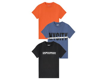 pepperts T-shirty chłopięce, 3 sztuki (122/128, niebieski/czarny/pomarańczowy)