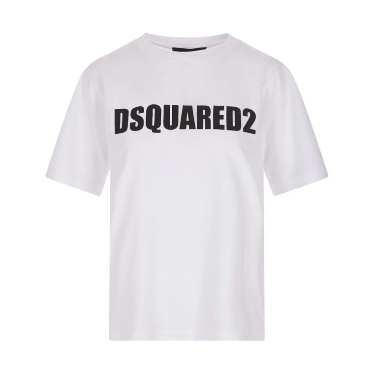Biała koszulka z nadrukiem logo dla mężczyzn Dsquared2