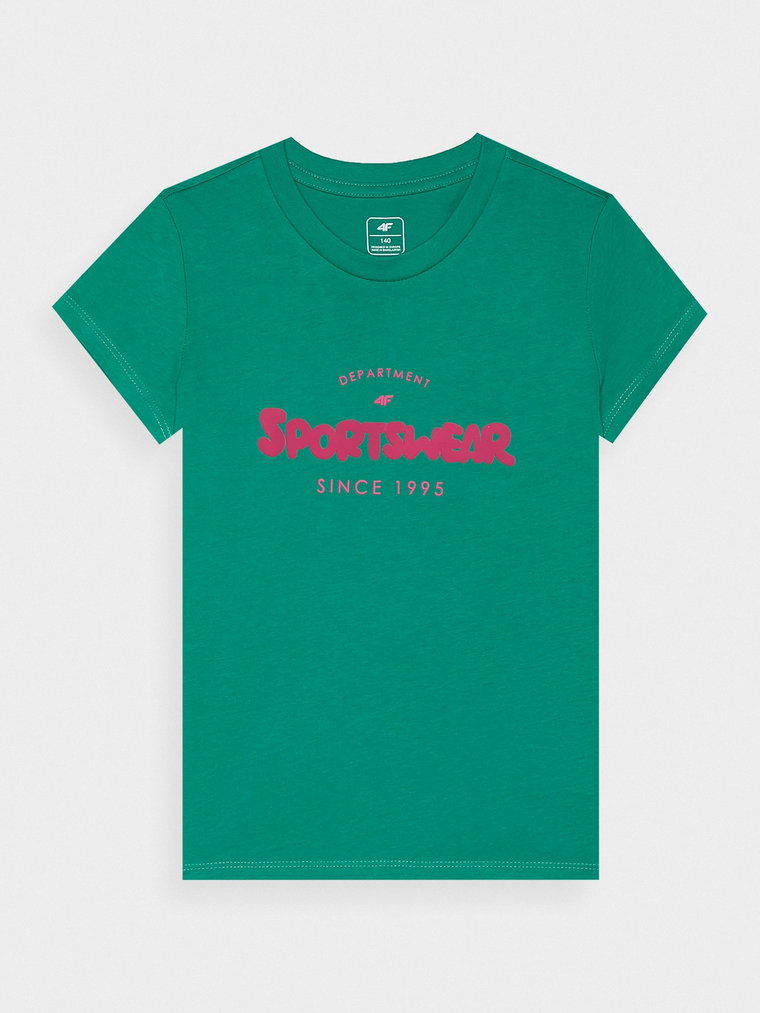 T-shirt z nadrukiem dziewczęcy - zielony