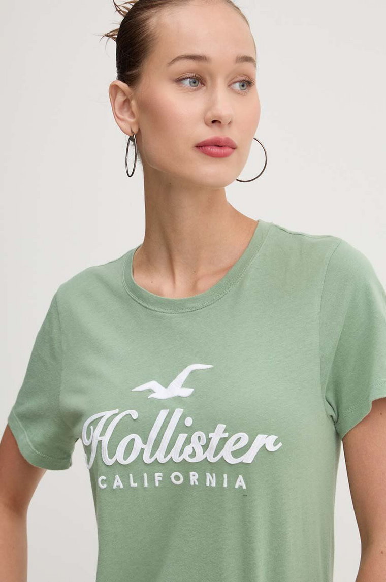 Hollister Co. t-shirt bawełniany damski kolor zielony KI357-3284