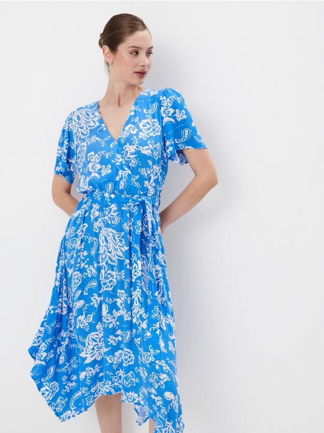 Mohito - Niebieska sukienka midi z wiskozy - niebieski