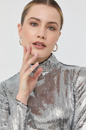 Morgan bluzka damska kolor srebrny wzorzysta