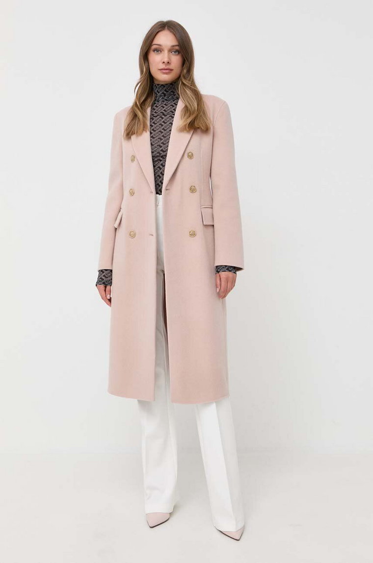 Pinko płaszcz wełniany kolor beżowy przejściowy dwurzędowy