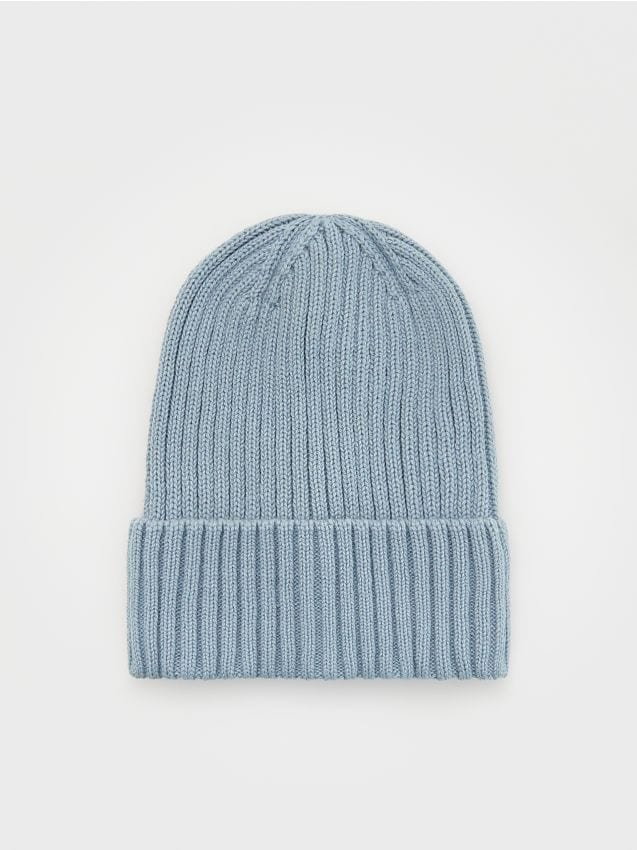 Reserved - Strukturalna czapka beanie - niebieski