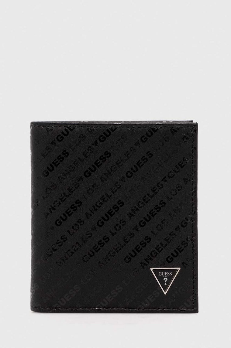 Guess portfel skórzany VENEZIA męski kolor czarny SMVESA LEA22