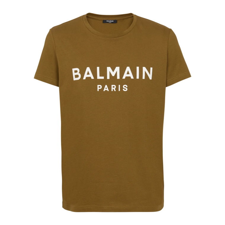 Eko-odpowiedzialna koszulka z bawełny z nadrukiem logo Balmain