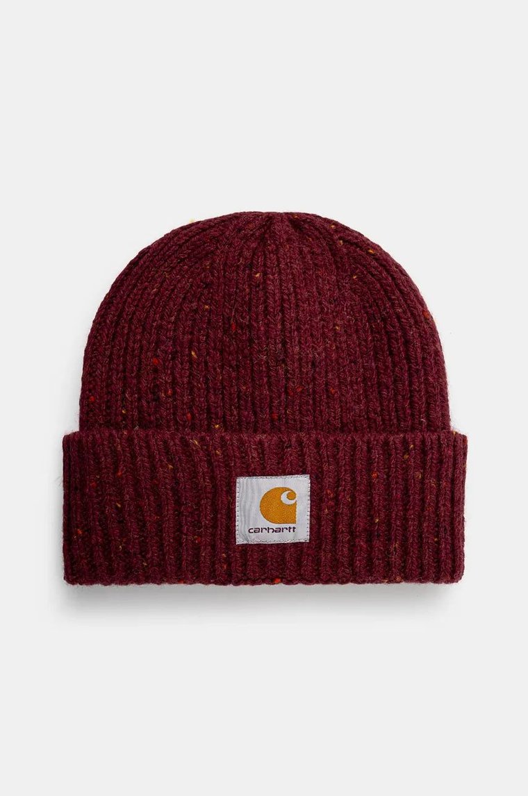 Carhartt WIP czapka Anglistic Beanie kolor bordowy z grubej dzianiny wełniana I013193.2IZXX