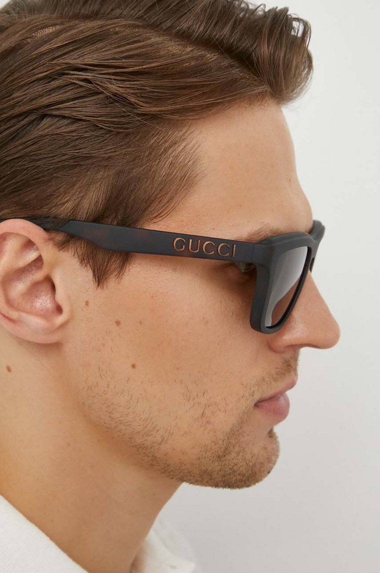 Gucci okulary przeciwsłoneczne męskie kolor brązowy