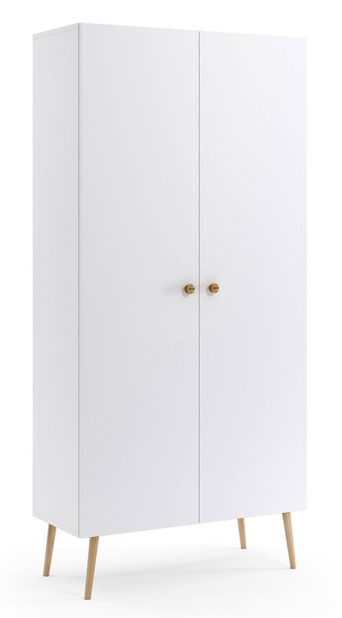 Biała dwudrzwiowa szafa na ubrania z półkami - Tida 10X