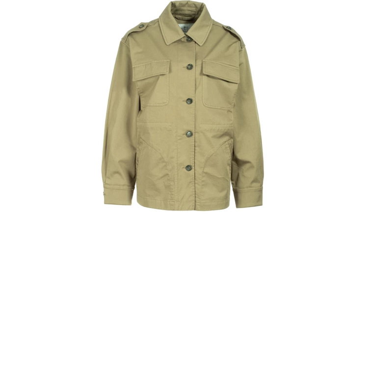 Kurtka z elastycznego bawełny - Army Olive Woolrich