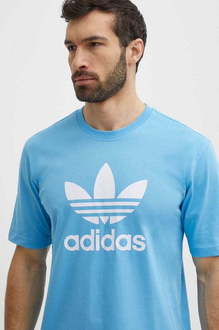 adidas Originals t-shirt bawełniany męski kolor niebieski z nadrukiem IR7980