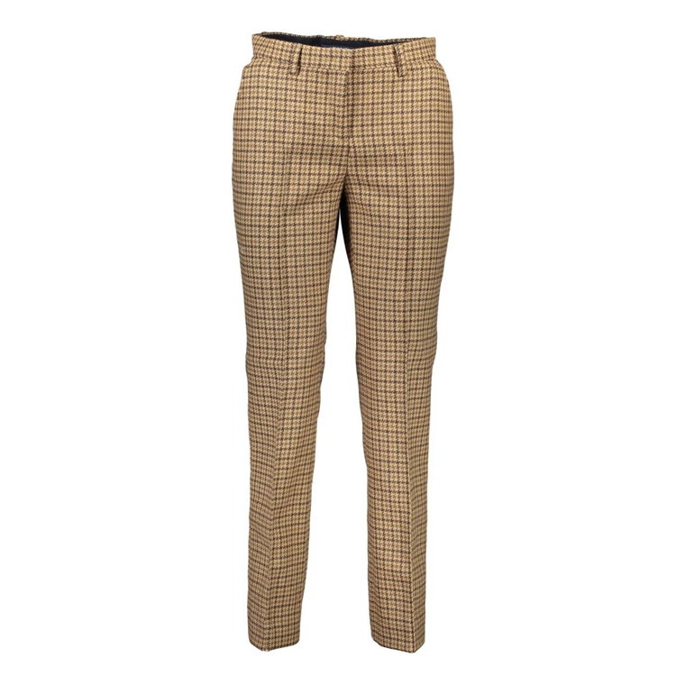 Brąowe Spodnie i Spodnie z Poliestru, 4-Kieszeniowe Gant