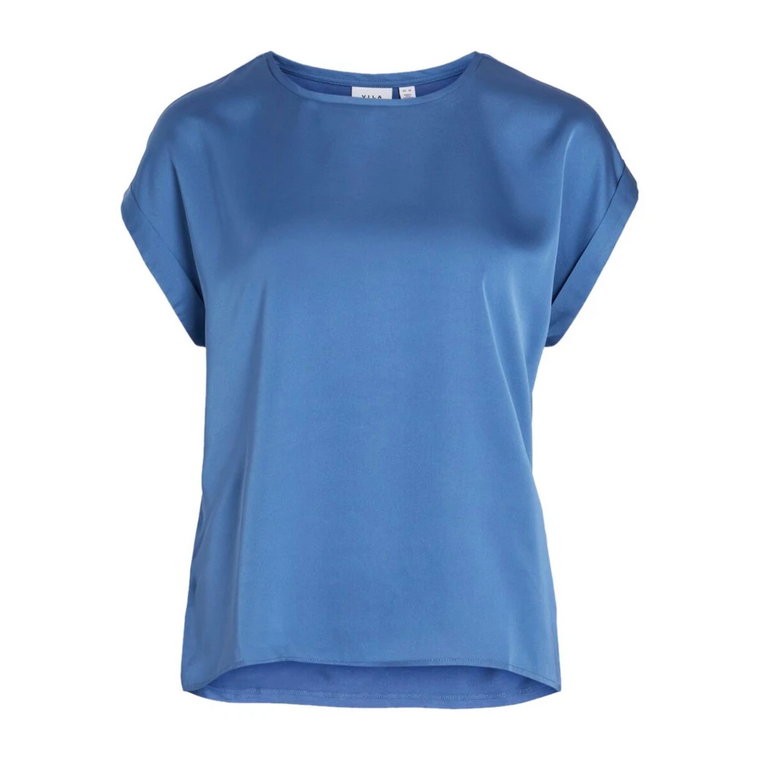 Niebieska gładka koszulka damska Vila