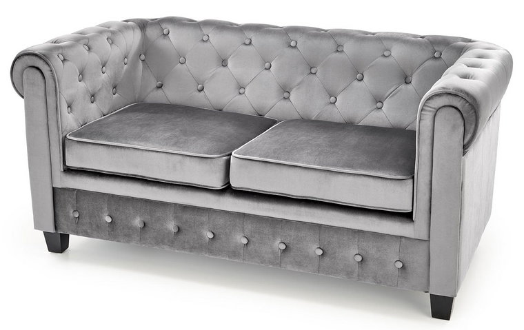 Szara pikowana sofa w stylu Chesterfield  - Vismos 4X