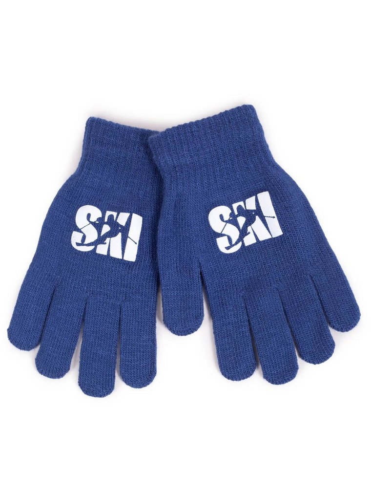 Rękawiczki chłopięce pięciopalczaste niebieskie SKI 18 cm YOCLUB