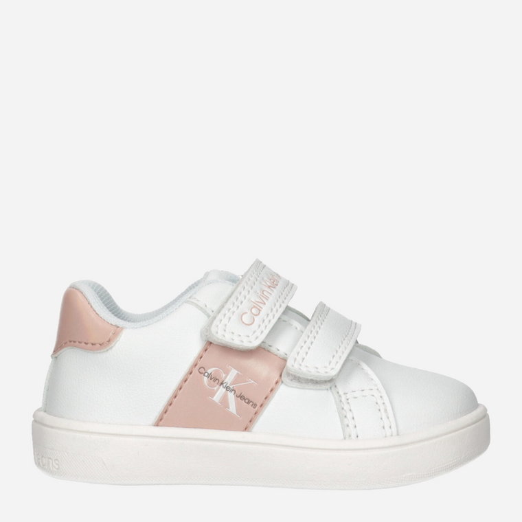 Buty sportowe dziecięce dla dziewczynki na rzepy Calvin Klein Jeans Low Cut Velcro Sneaker V1A9-80782-1355X134 30 Białe (8052578509586). Buty sportowe dziewczęce