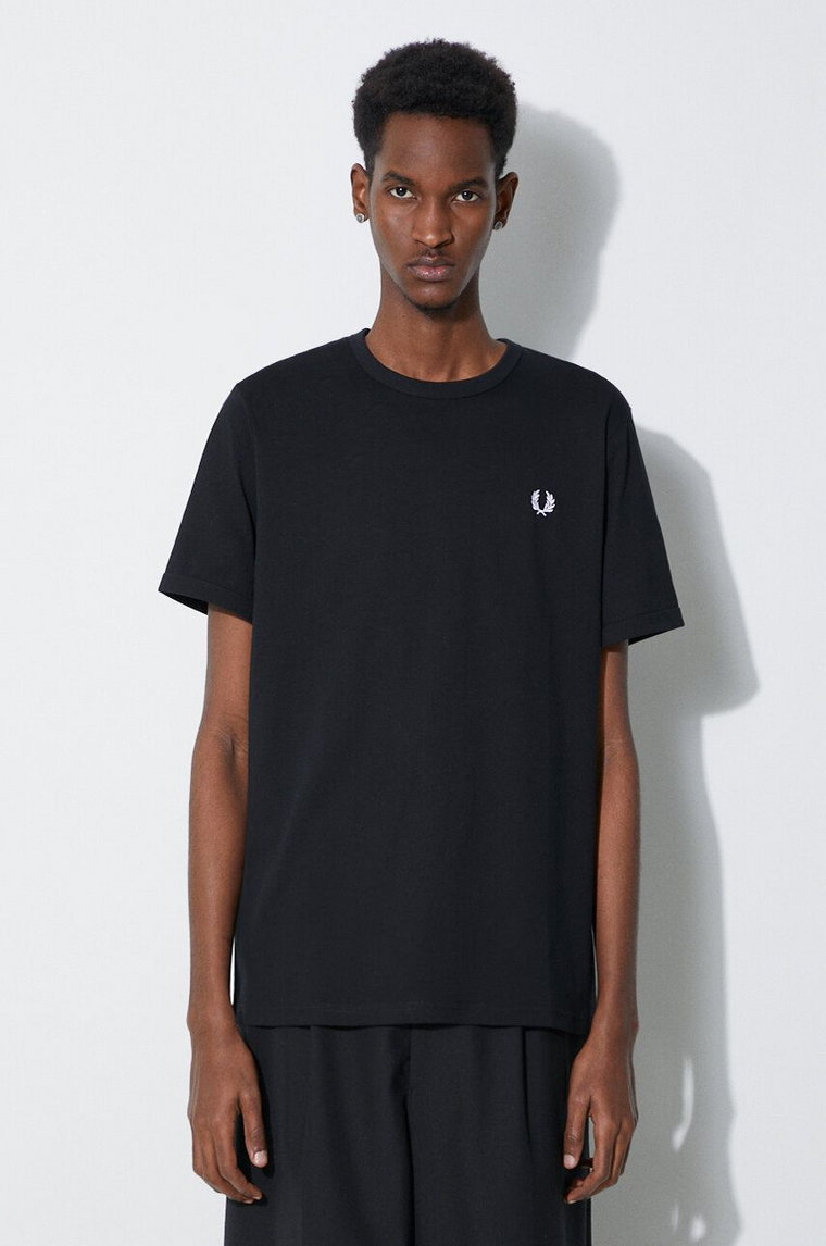 Fred Perry t-shirt bawełniany Ringer T-Shirt męski kolor czarny z aplikacją M3519.102