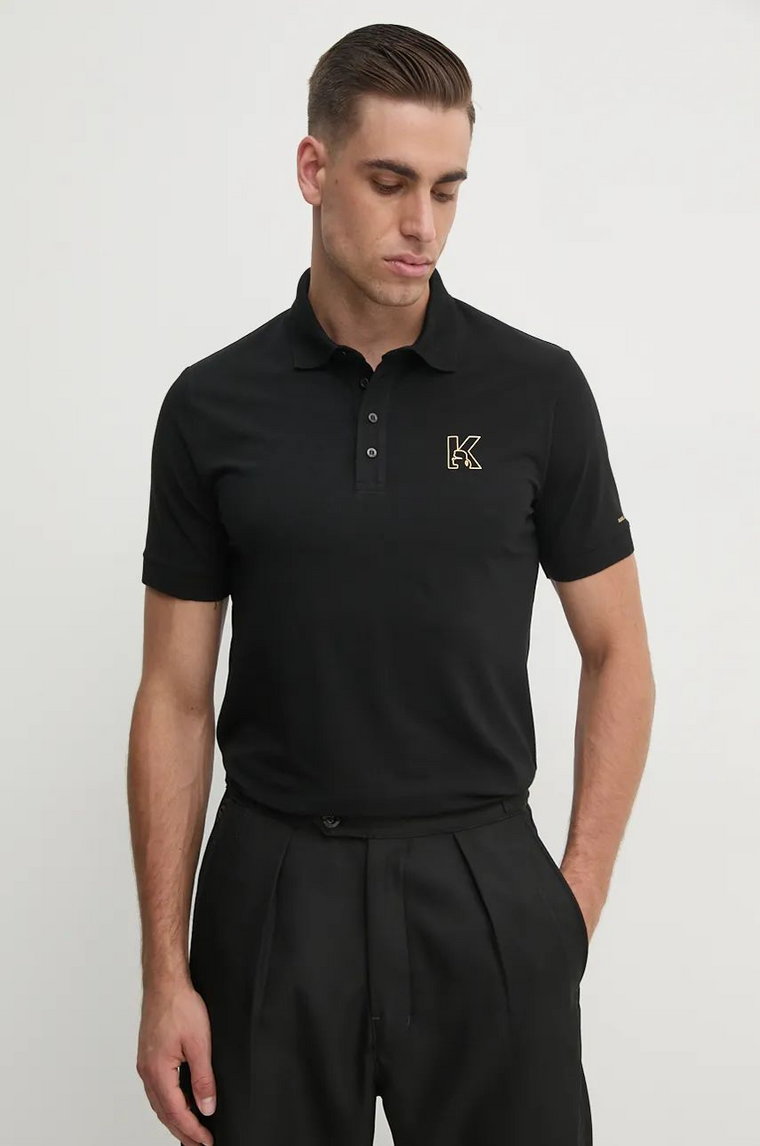 Karl Lagerfeld polo męski kolor czarny gładki 544221.745024