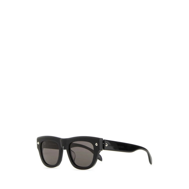 Eleganckie czarne okulary z acetatu Alexander McQueen