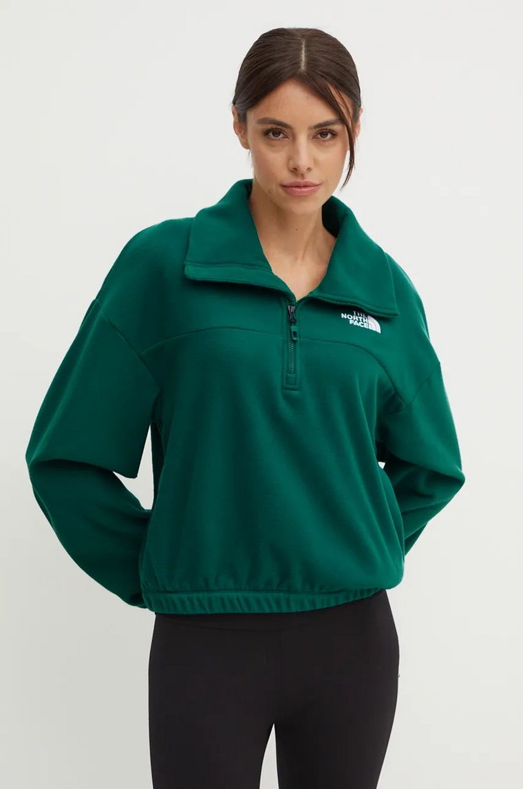 The North Face bluza polarowa 100 Glacier Half Zip Fleece kolor zielony gładka NF0A89J9NL11